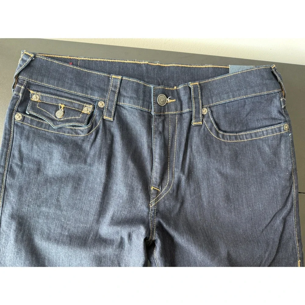 True Religion Ricky Relaxed Straight Jeans Mens 36x34 Dark Indigo Blue Denim NWT